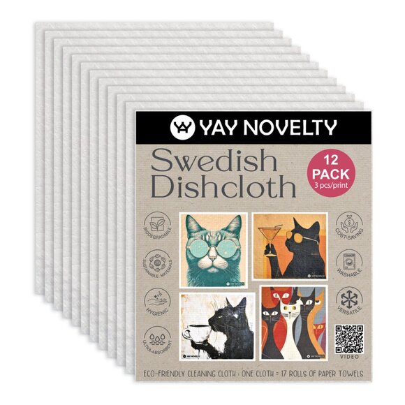 12-PK Eco-Friendly Swedish Dishcloths For Kitchen - Paper Towel Alternative - Picture 3 of 4